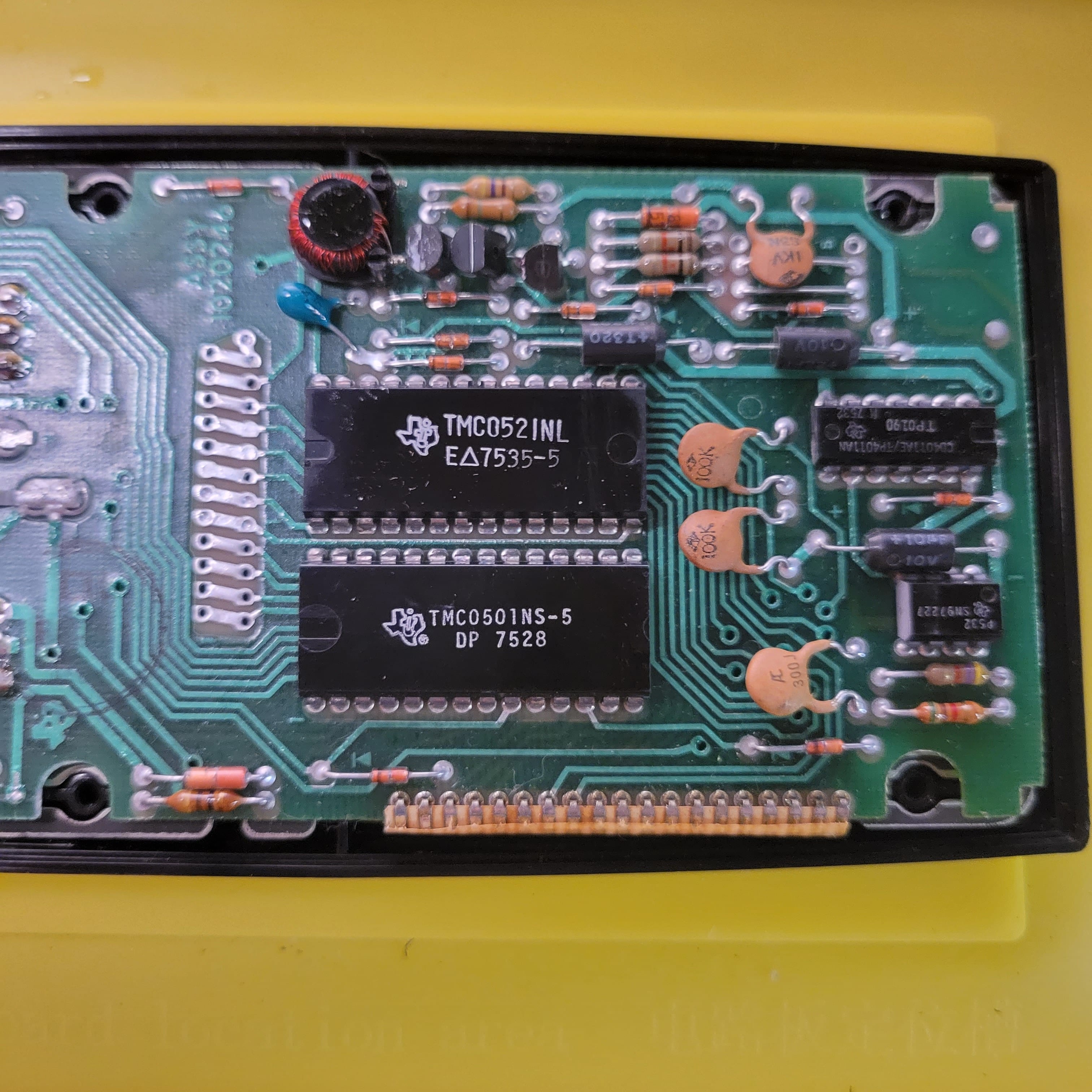 An image of the inside of a Texas Instruments SR-50A scientific/engineering calculator